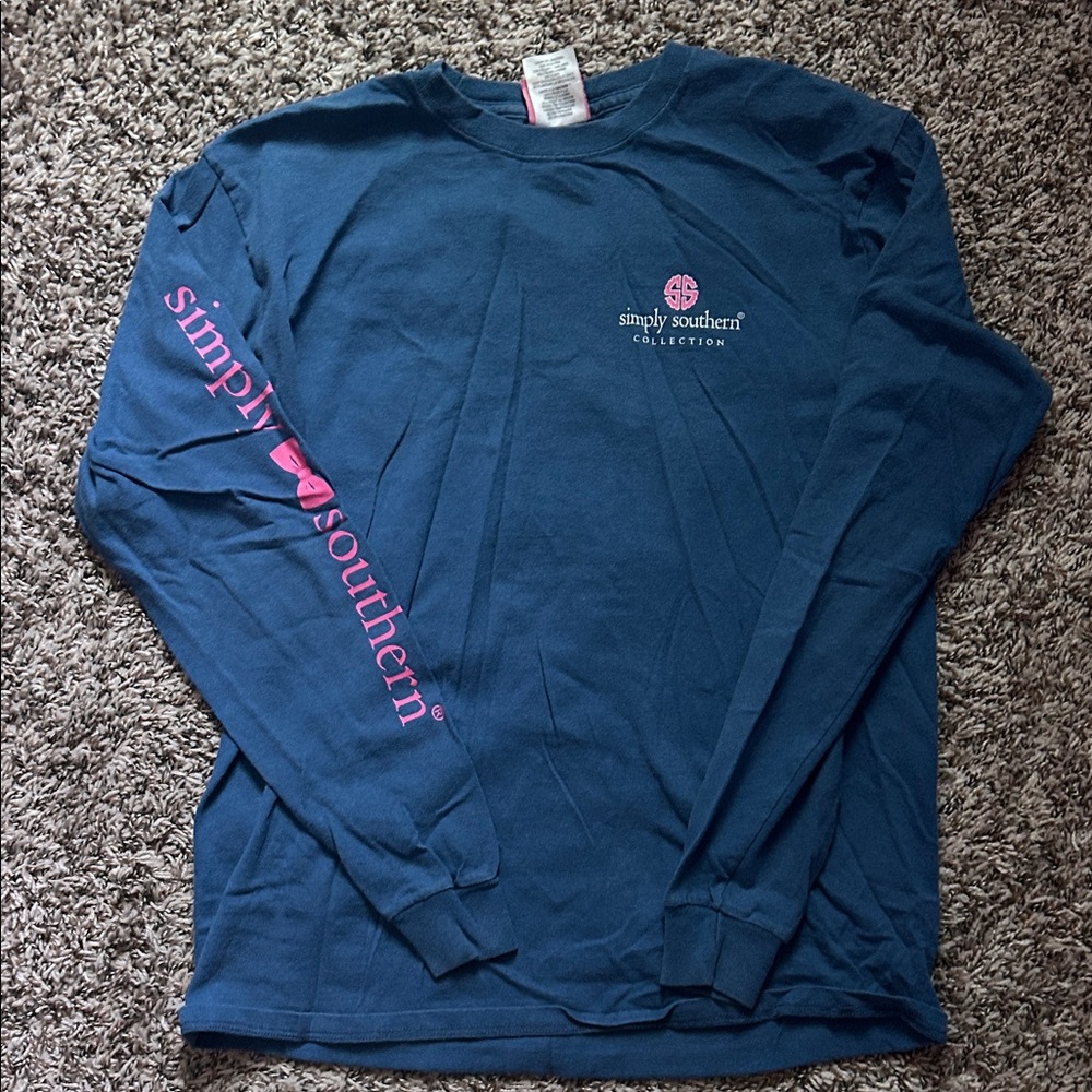 Simply Southern Teal Long Sleeve with Pink Logo